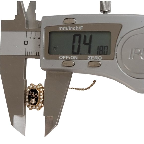 10K Yellow Gold Phi Kappa Tau Diamond Seed Pearl Lapel Pin Brooch E48 - Picture 8 of 10